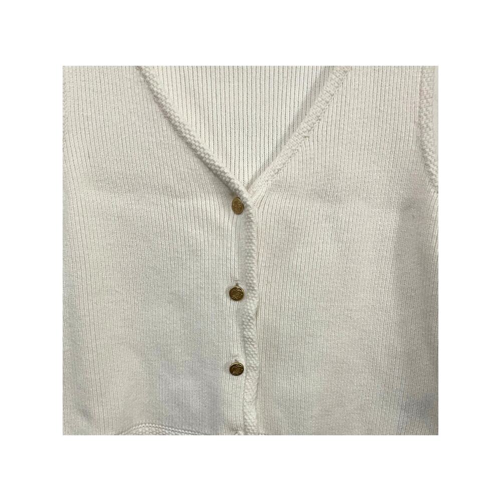 ABERCROMBIE & FITCH White Mara Sleeveless Knit Vest Gold Tone Buttons Size XL - Picture 5 of 7